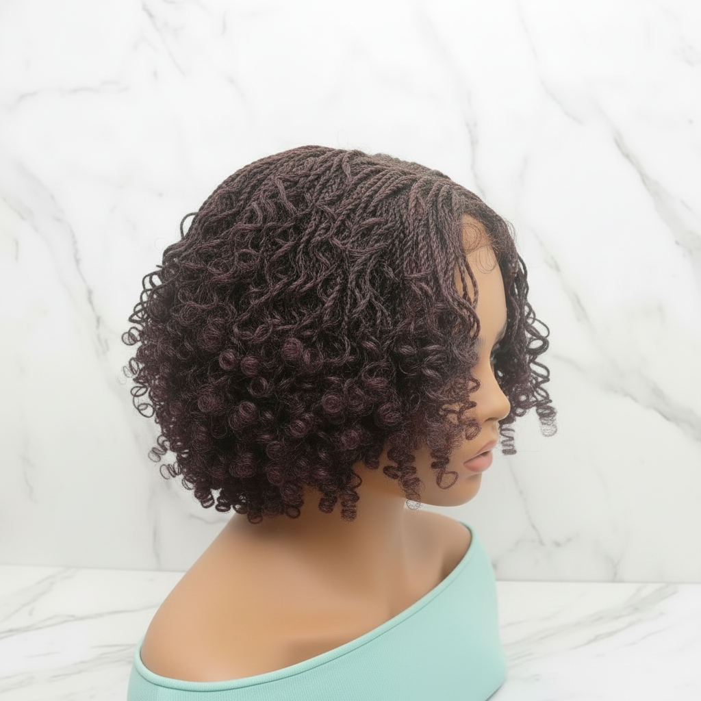 Micro Twist Curly Braided Wig – Knotless Full Lace