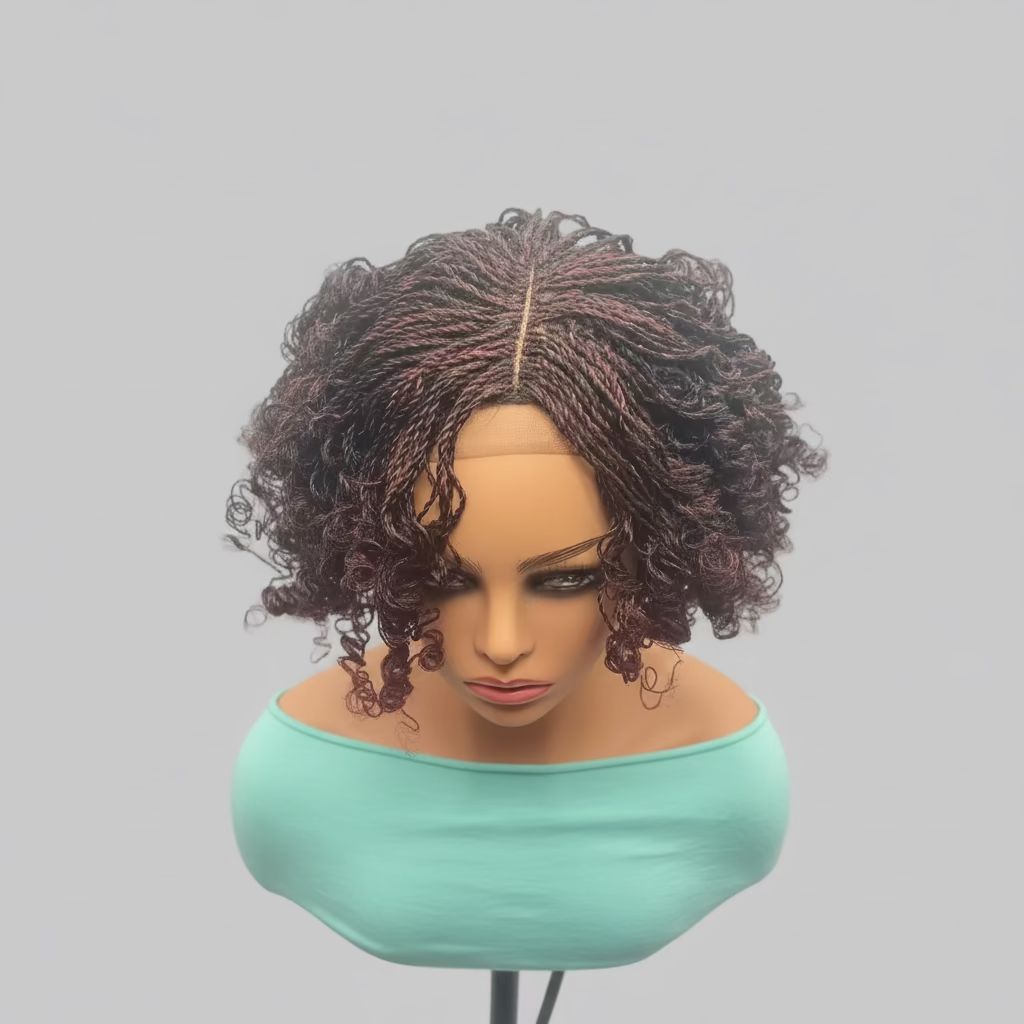 Micro Twist Curly Braided Wig – Knotless Full Lace
