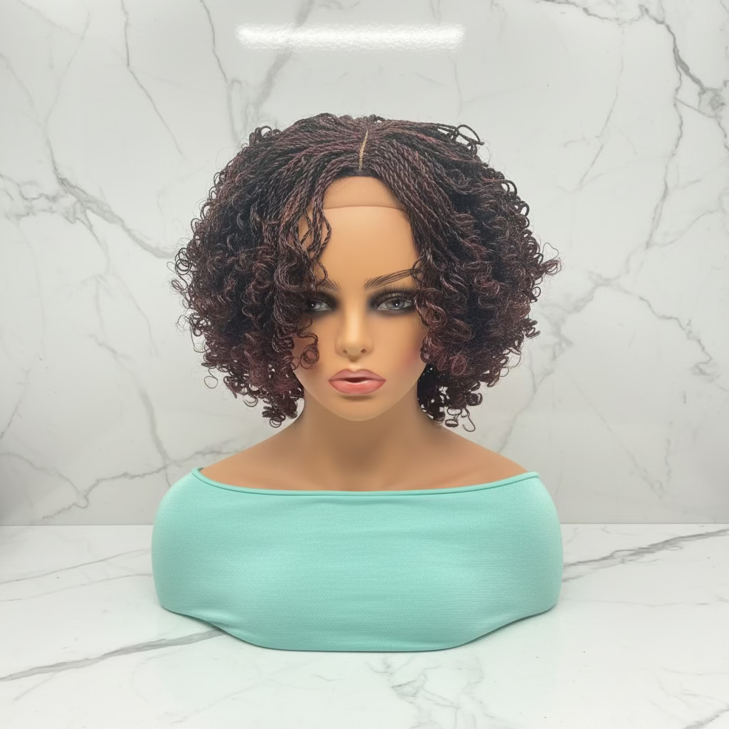 Micro Twist Curly Braided Wig – Knotless Full Lace