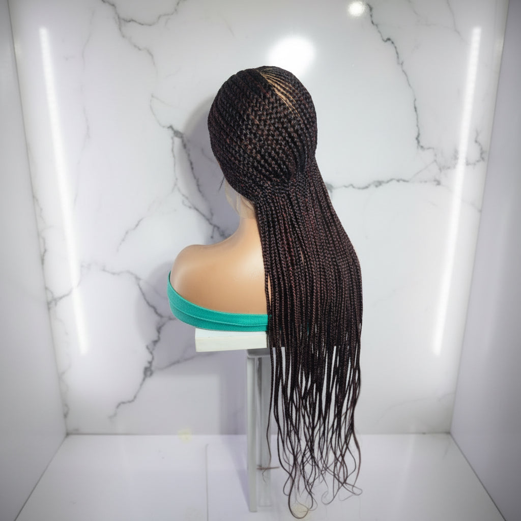 Handmade Side Lemonade Braids Braided Wig – Full Lace with Baby Hair