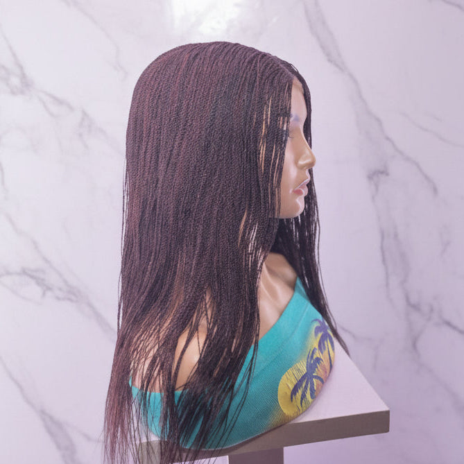 Micro Twist Knotless Braided Wig, Frontal Lace, Feather Tips