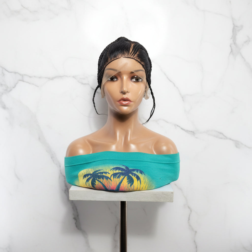 Brush Bun Braided Wig. Cornrow Braids. Full Lace with Baby Hair