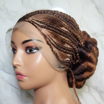 Natural Brush Braids Handmade Cornrow Bun Braided Wig: Full Lace with Baby Hair.