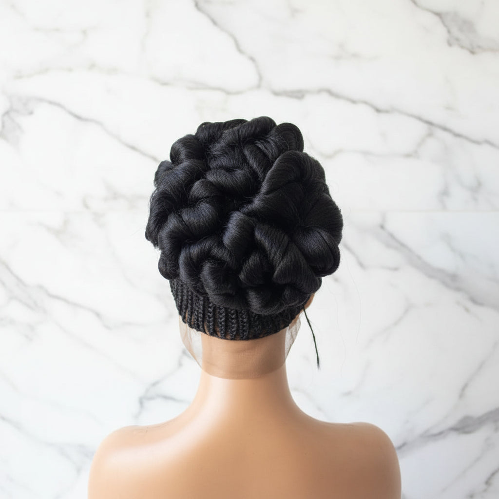 Braided Wig. Cornrow with Jumbo Puff Knots. Full Lace with Baby Hair