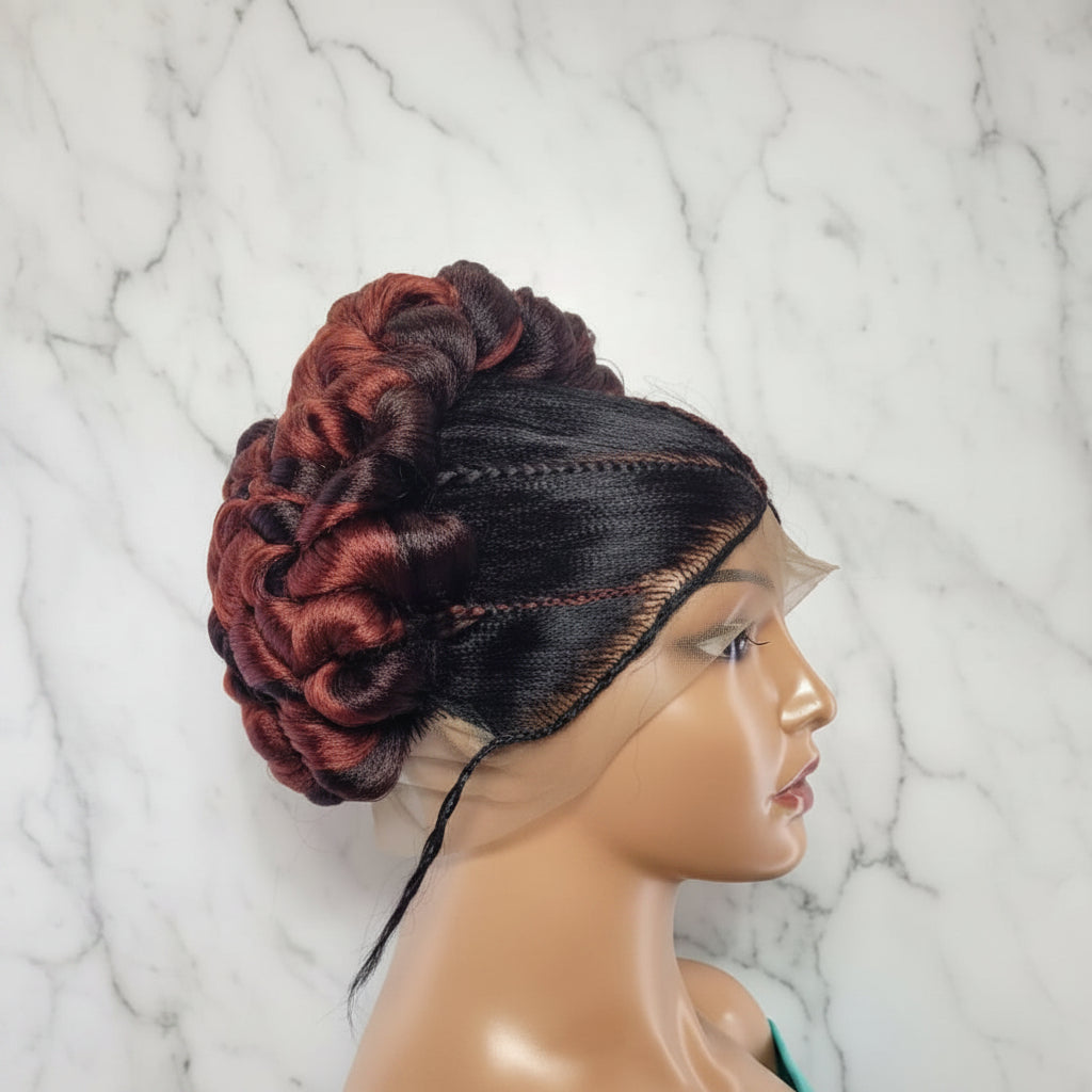 Braided Wig. Cornrow with Jumbo Puff Knots. Full Lace with Baby Hair