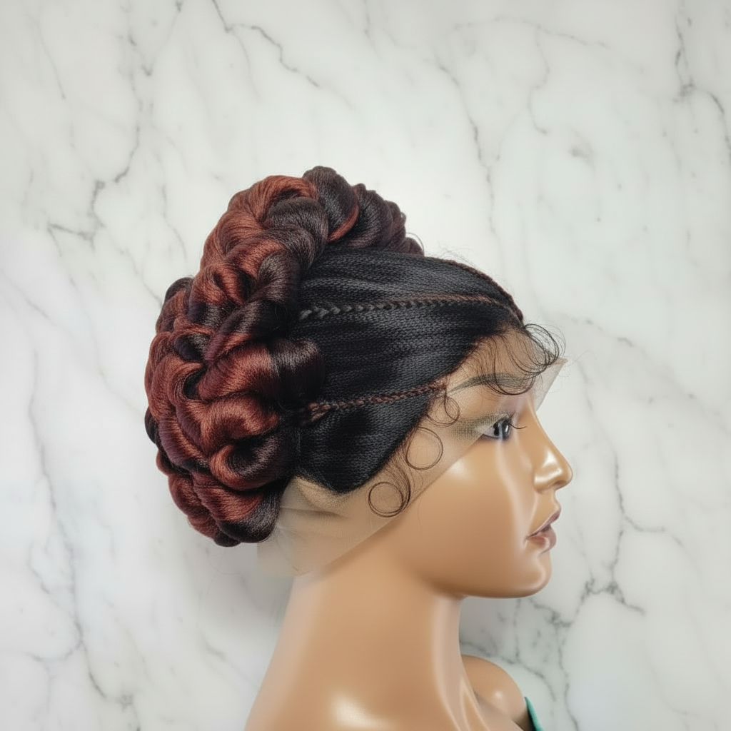 Braided Wig. Cornrow with Jumbo Puff Knots. Full Lace with Baby Hair