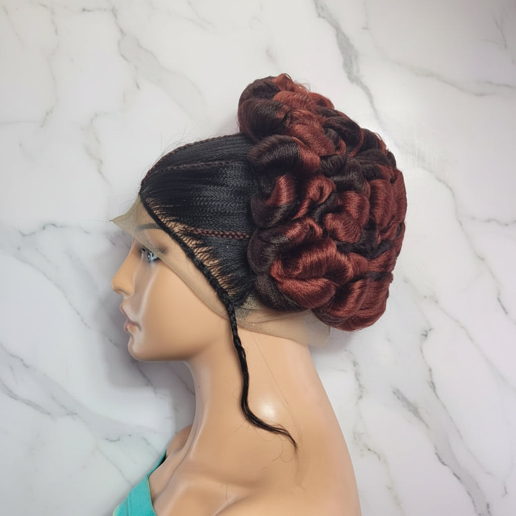 Braided Wig. Cornrow with Jumbo Puff Knots. Full Lace with Baby Hair