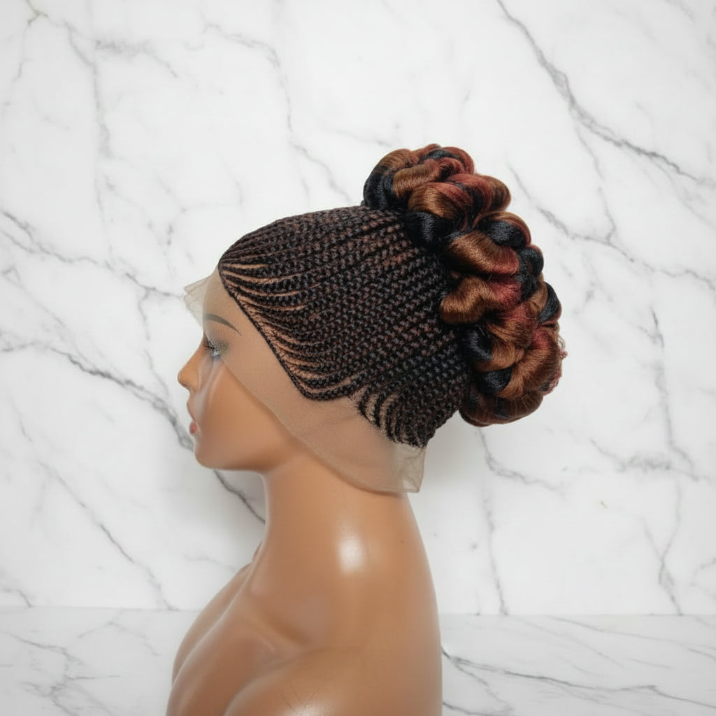Braided Wig. Cornrow with Jumbo Puff Knots. Full Lace with Baby Hair