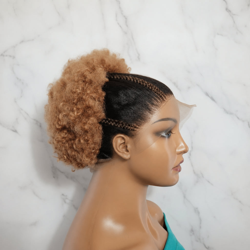 Braided Wig. Lightweight Natural Hair Updo. Full lace, Baby Hair