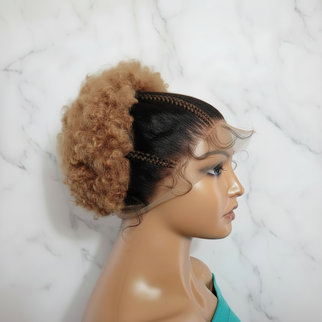 Braided Wig. Lightweight Natural Hair Updo. Full lace, Baby Hair