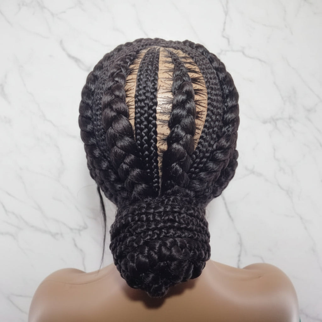 Bun Braided Wig. Full lace with Baby Hair