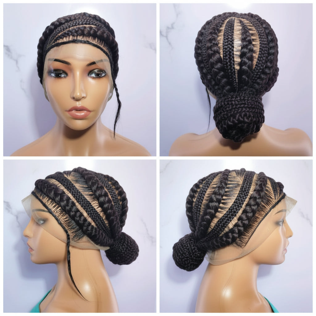 Bun Braided Wig. Full lace with Baby Hair