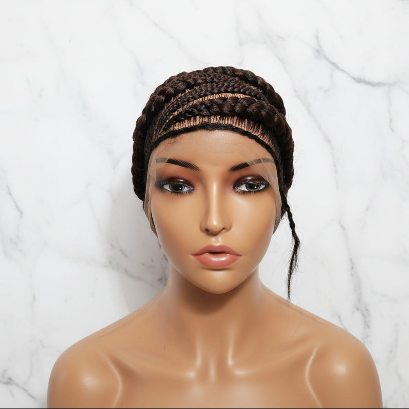 Bun Braided Wig. Full lace with Baby Hair