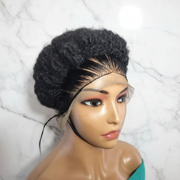 Braided Wig. Natural Hair Updo. Full lace with baby hair