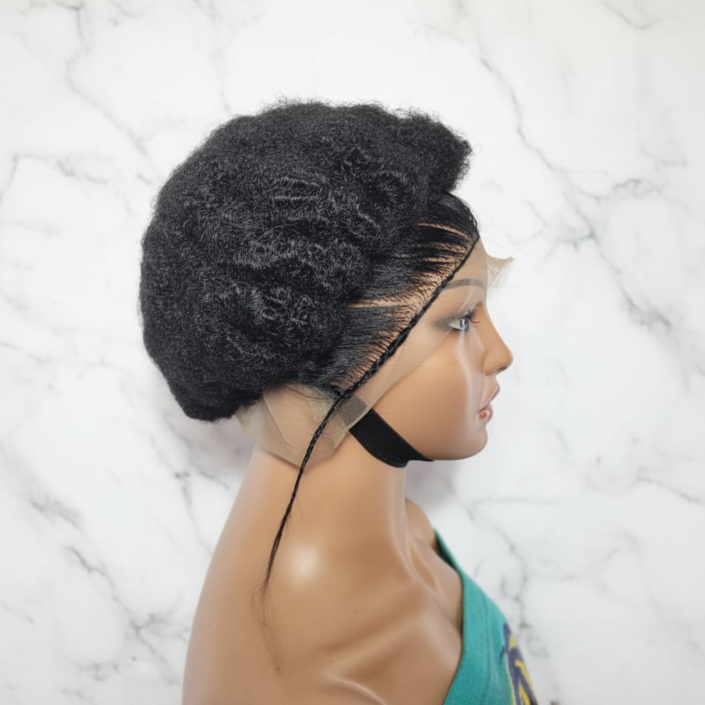 Braided Wig. Natural Hair Updo. Full lace with baby hair