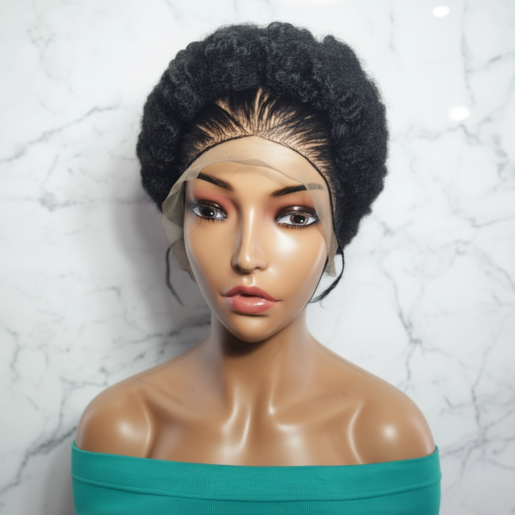 Braided Wig. Natural Hair Updo. Full lace with baby hair