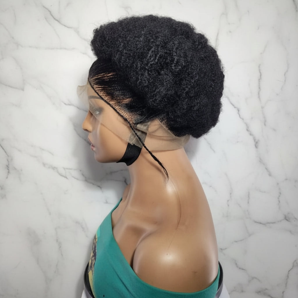 Braided Wig. Natural Hair Updo. Full lace with baby hair