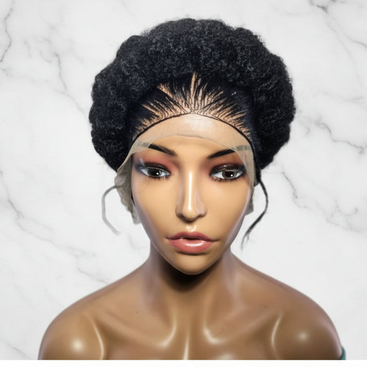 Braided Wig. Natural Hair Updo. Full lace with baby hair