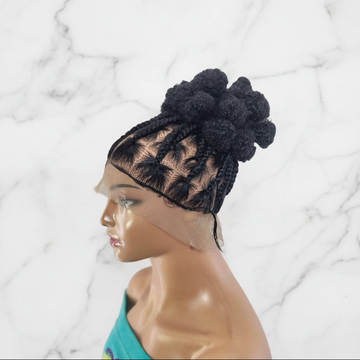 Natural Hair Updo Bun Braided Wig. Full lace with Baby Hair