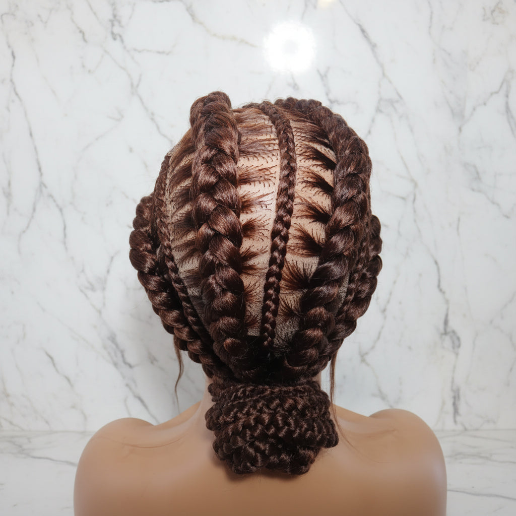 Bun Braided Wig. Full lace with Baby Hair