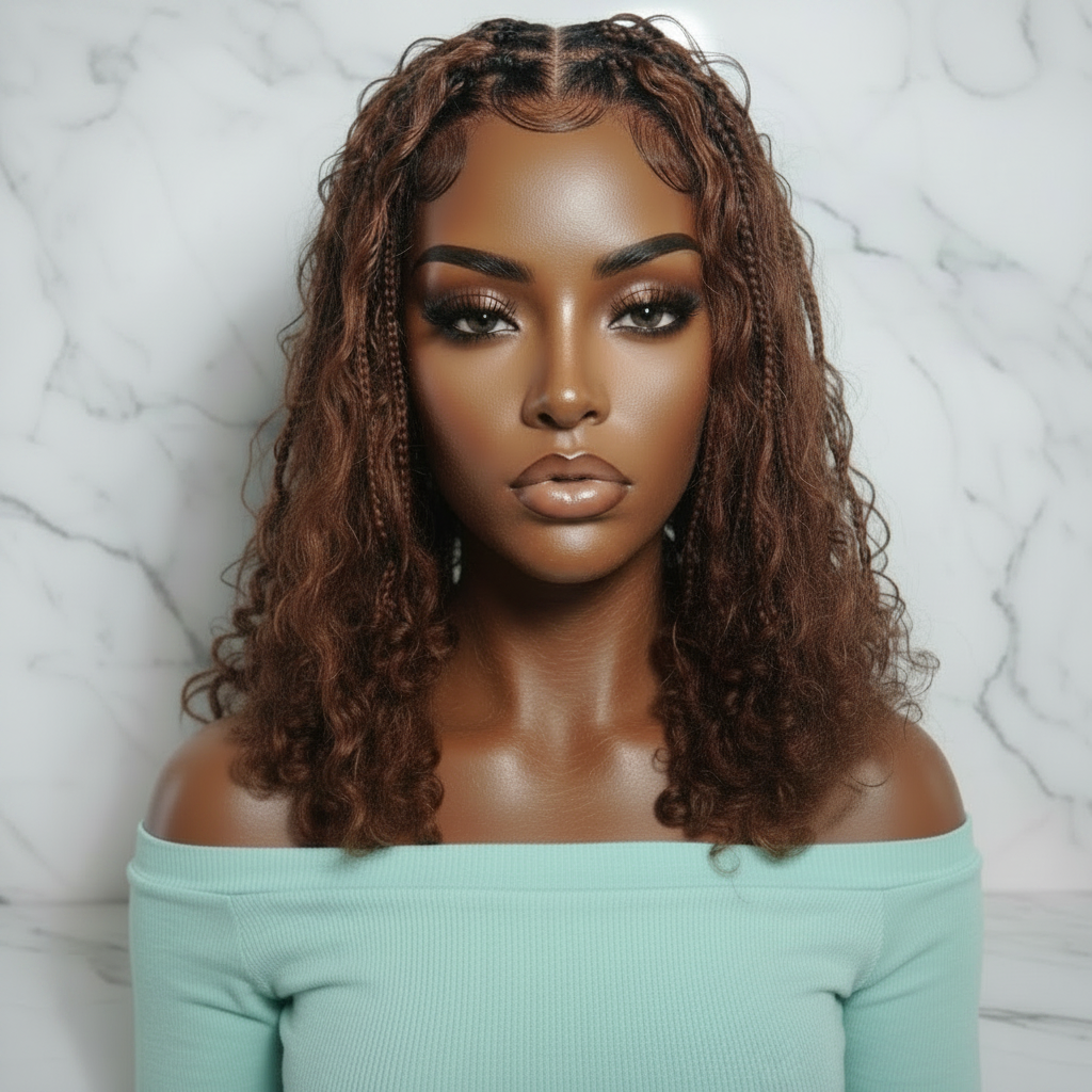 Boho Knotless Braids Wig | Curly Ends | Full Lace + Baby Hair | Ready to Wear