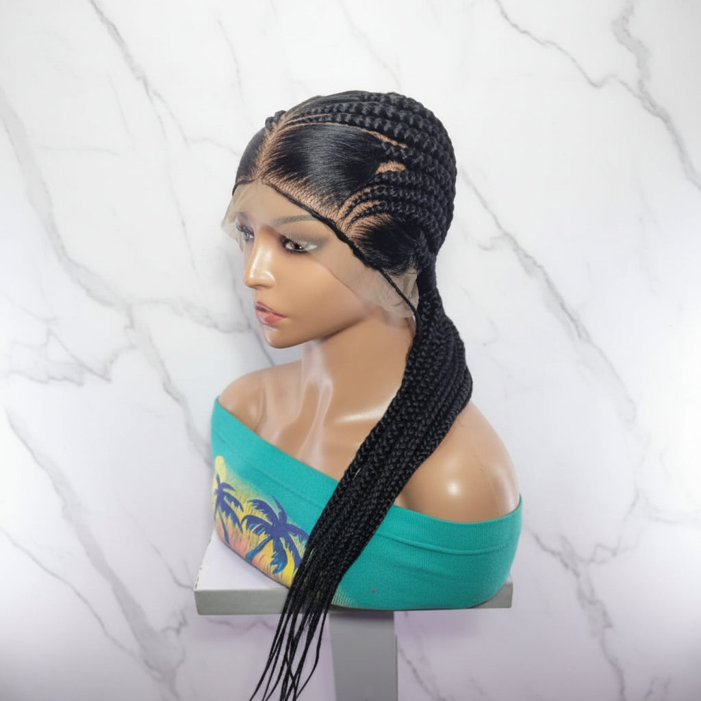 Braided Wig. Natural Brush Cornrow Braids. Full Lace with Baby Hair.