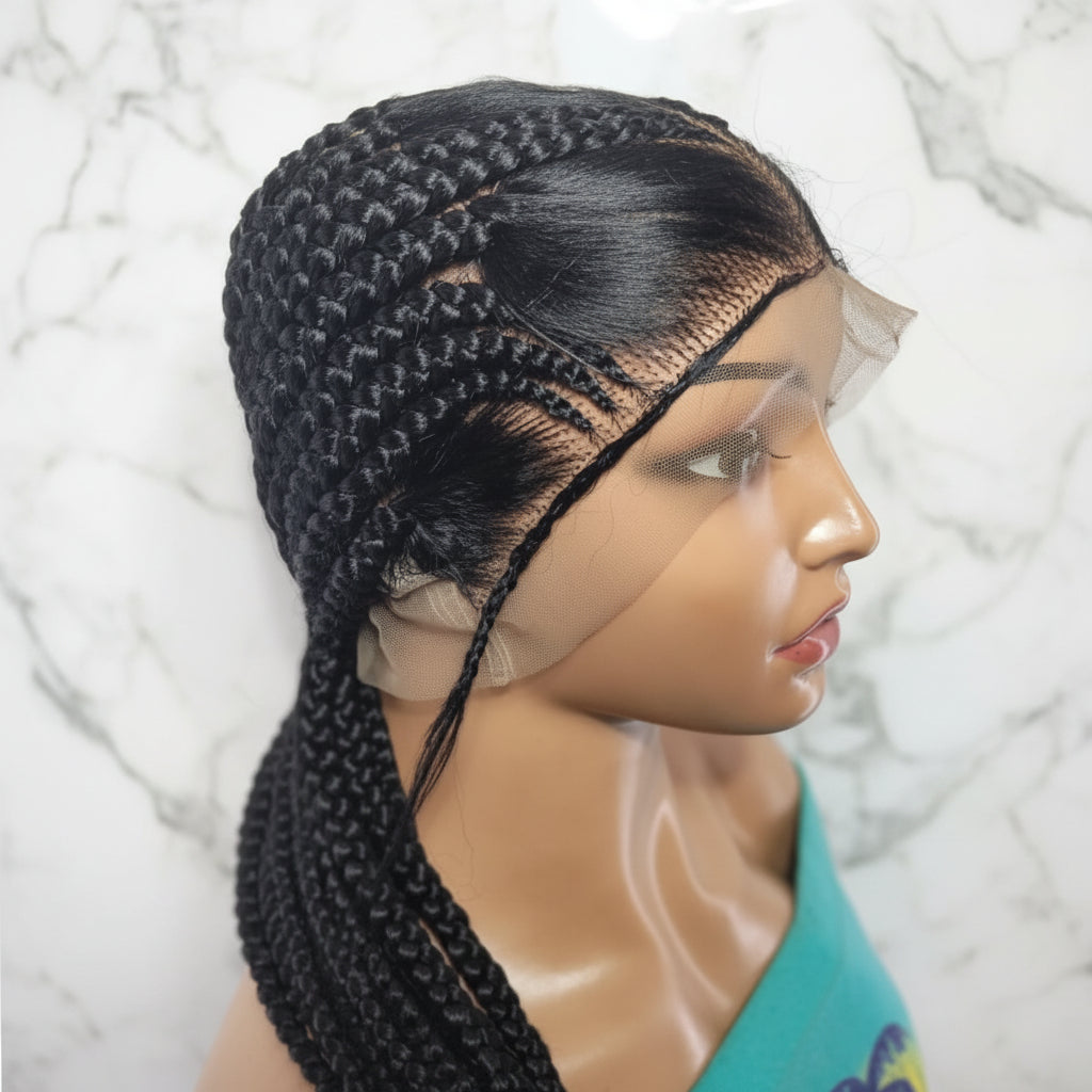 Braided Wig. Natural Brush Cornrow Braids. Full Lace with Baby Hair.