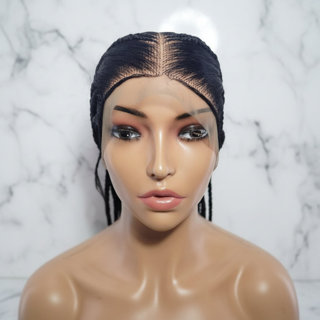 Braided Wig. Natural Brush Cornrow Braids. Full Lace with Baby Hair.