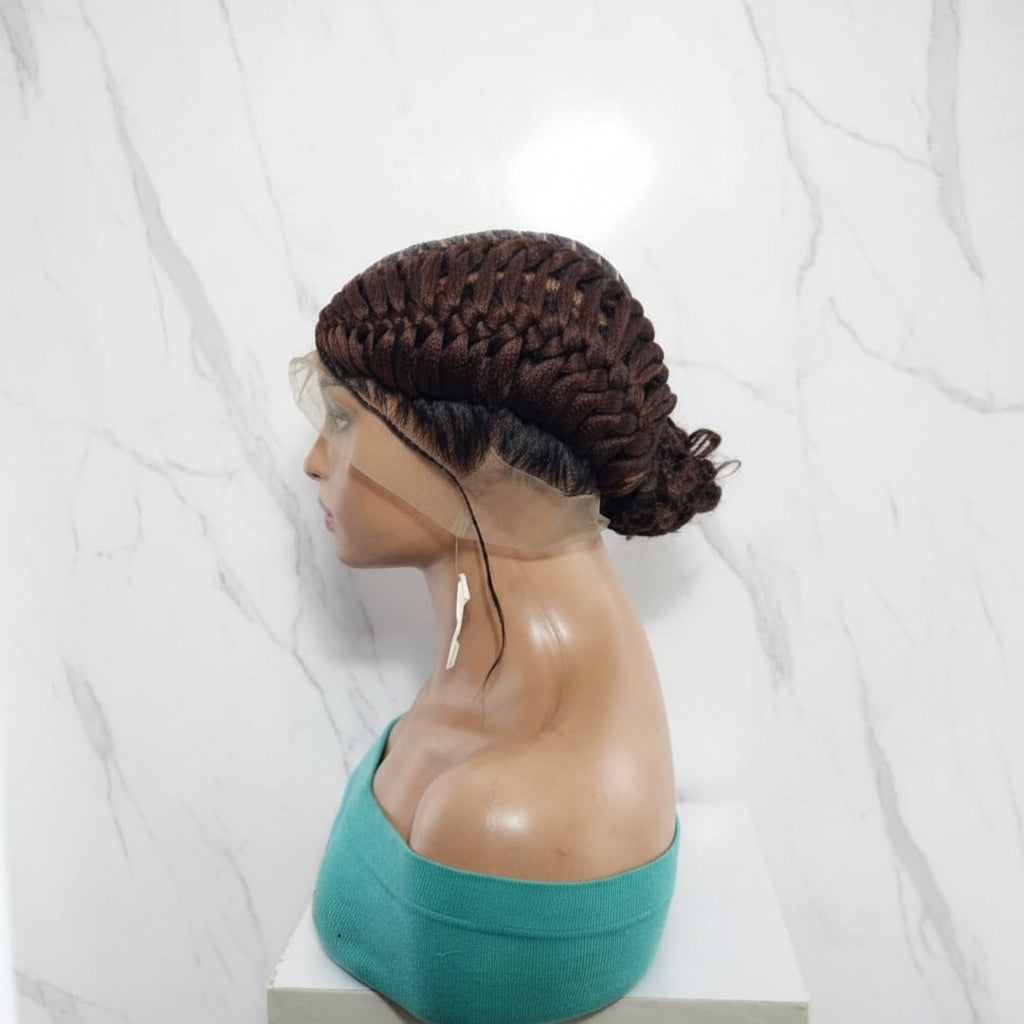Braided Wig: Double Dutch Braids Braided Bun. Full Lace Cap, Baby Hair