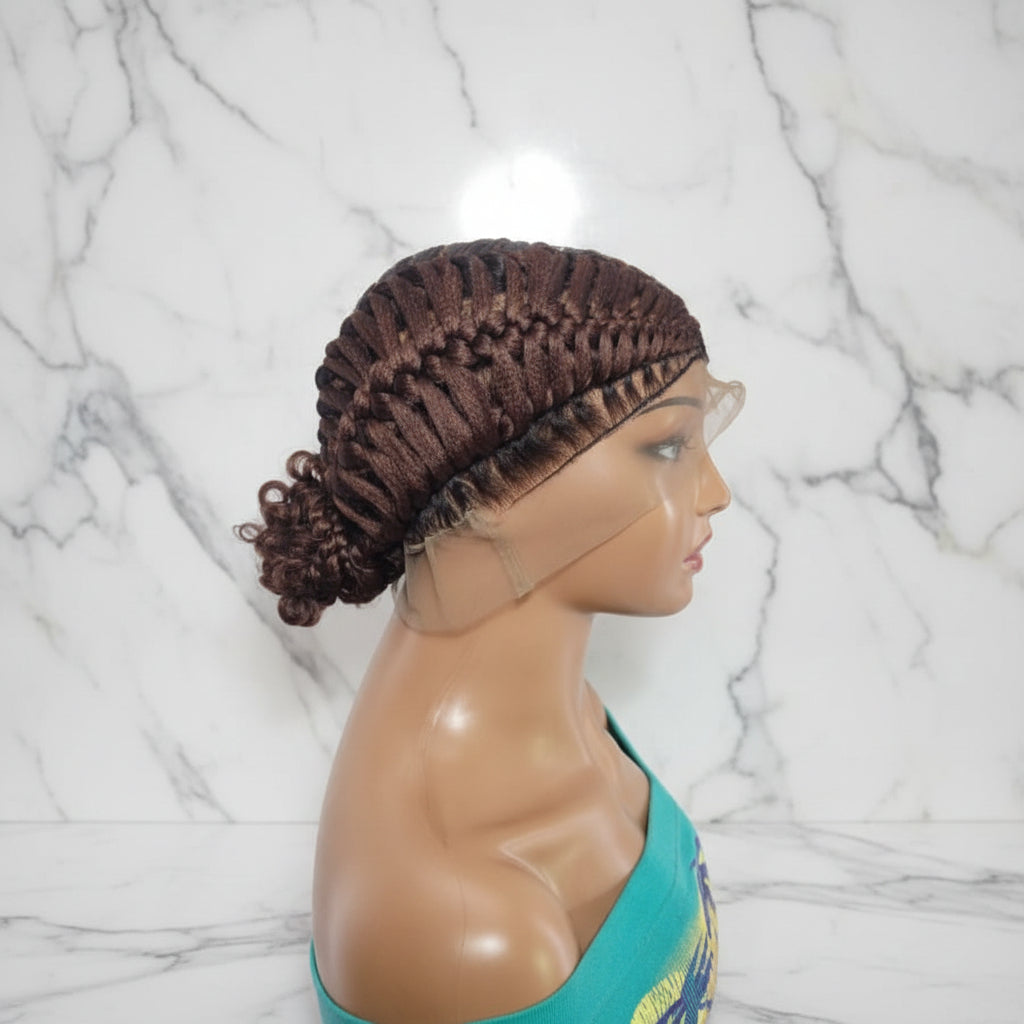 Braided Wig: Double Dutch Braids Braided Bun. Full Lace Cap, Baby Hair