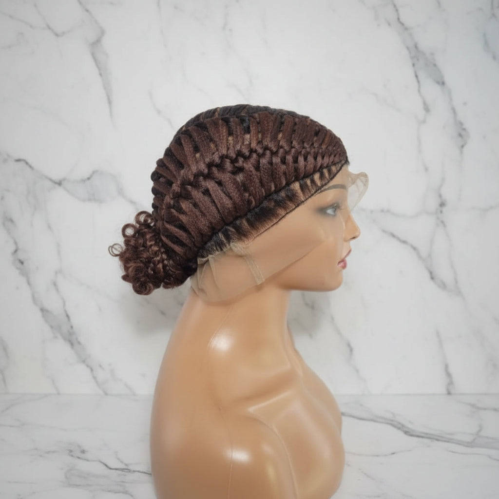 Braided Wig: Double Dutch Braids Braided Bun. Full Lace Cap, Baby Hair