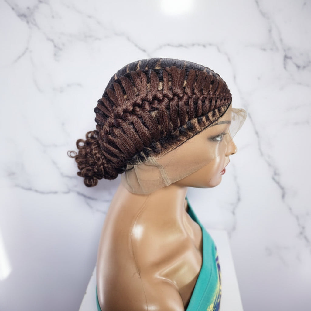 Braided Wig: Double Dutch Braids Braided Bun. Full Lace Cap, Baby Hair