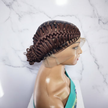 Braided Wig: Double Dutch Braids Braided Bun. Full Lace Cap, Baby Hair
