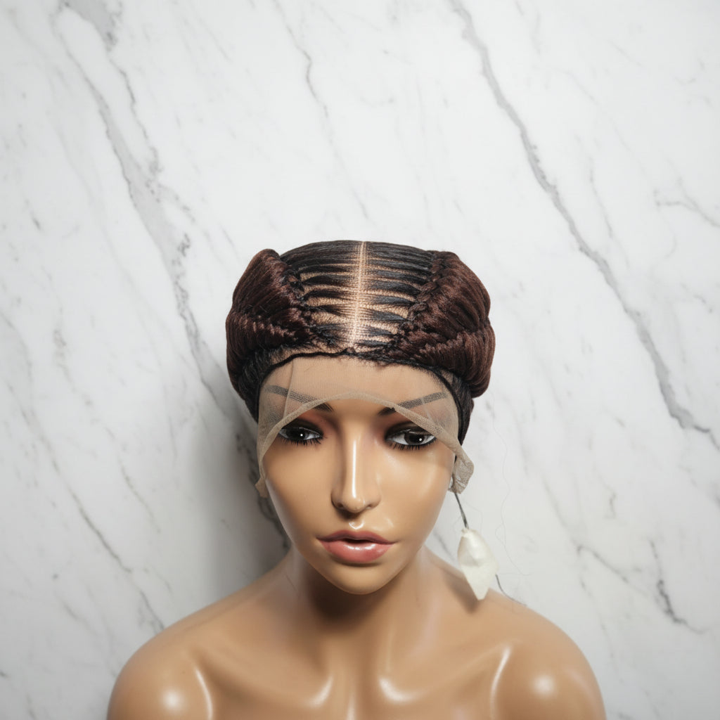Braided Wig: Double Dutch Braids Braided Bun. Full Lace Cap, Baby Hair