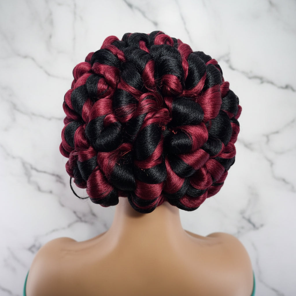 Braided Wig. Jumbo Twist Braids Puff Knots. Full Lace with Baby Hair. Bun Braid