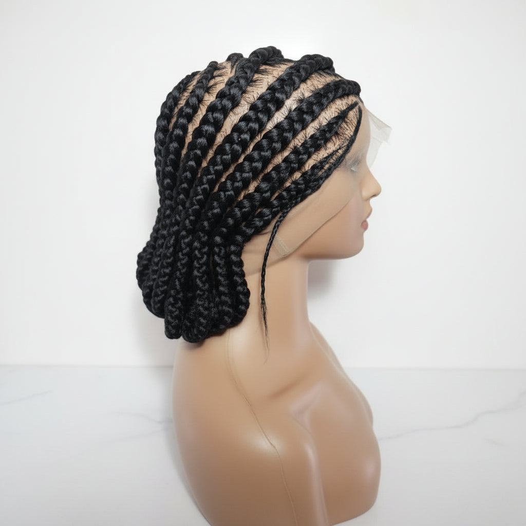 Braided Wig: Cornrow Braids with Koroba Ends. Full Lace with Baby Hair