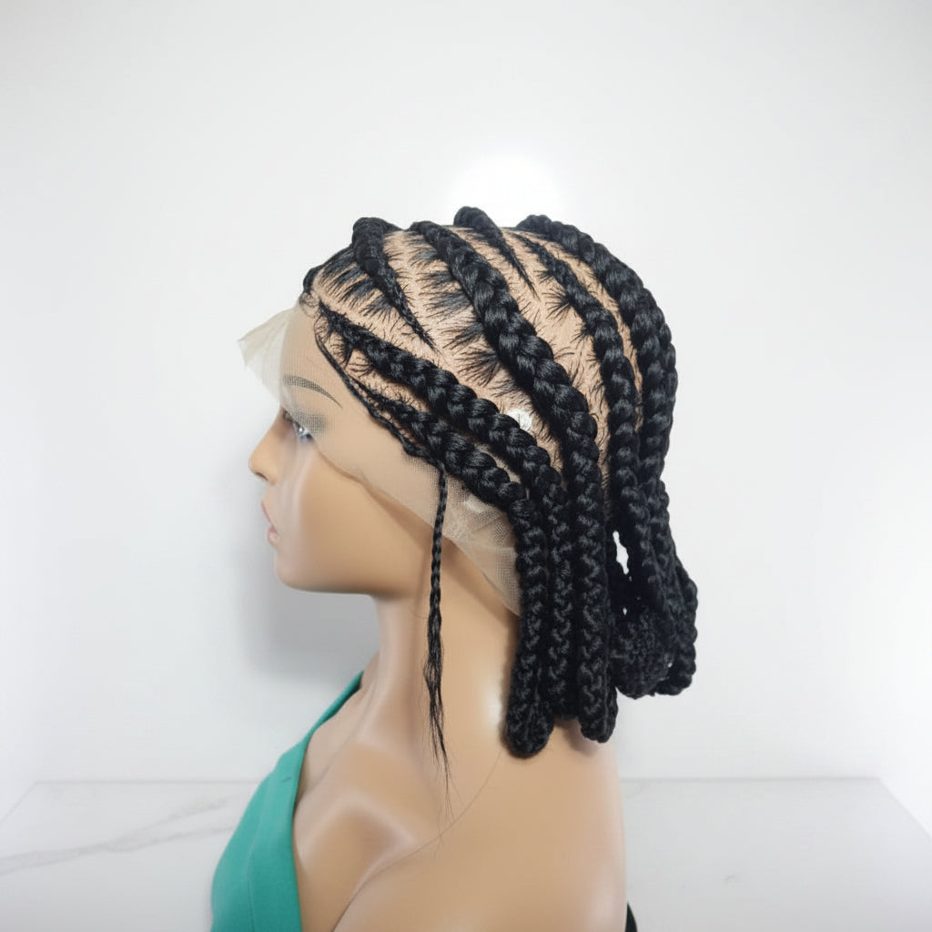 Braided Wig: Cornrow Braids with Koroba Ends. Full Lace with Baby Hair