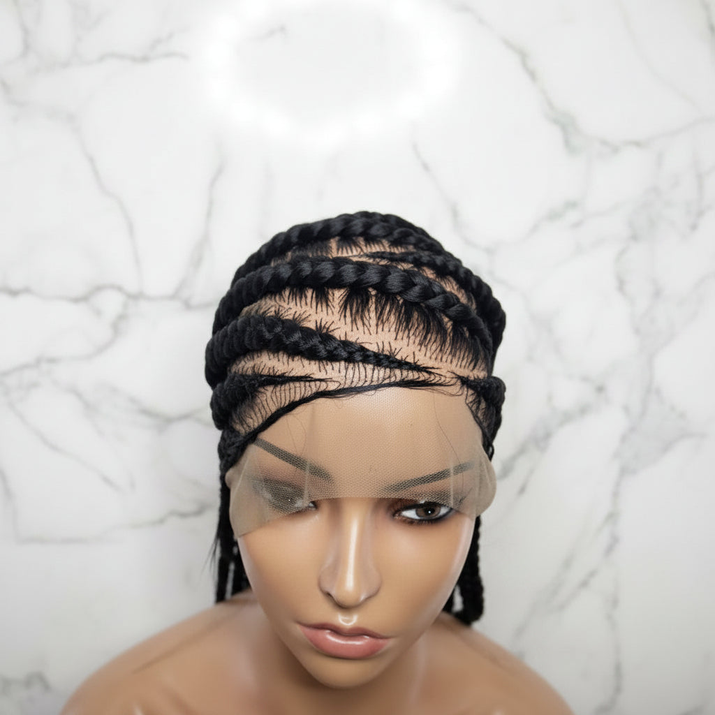 Braided Wig: Cornrow Braids with Koroba Ends. Full Lace with Baby Hair