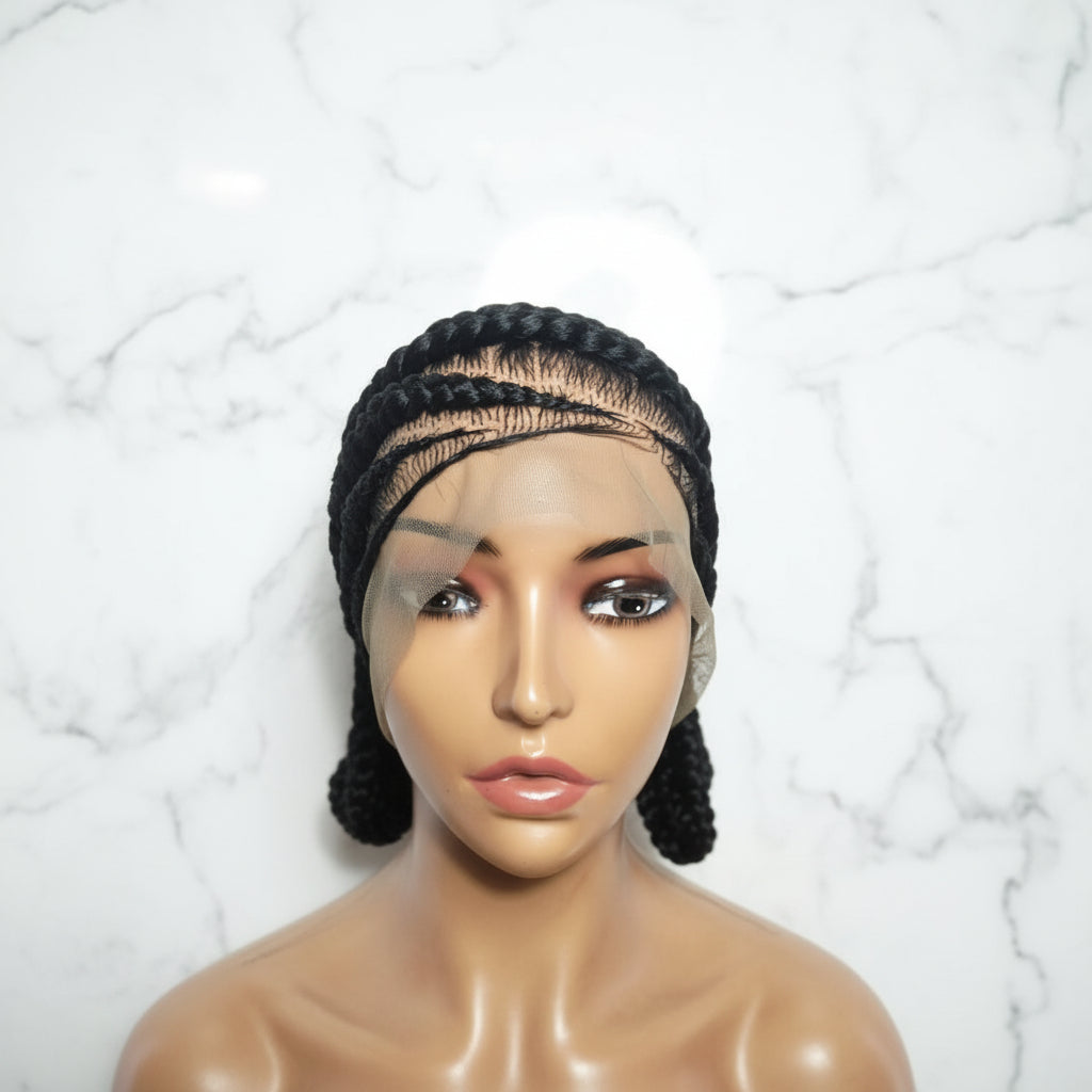 Braided Wig: Cornrow Braids with Koroba Ends. Full Lace with Baby Hair