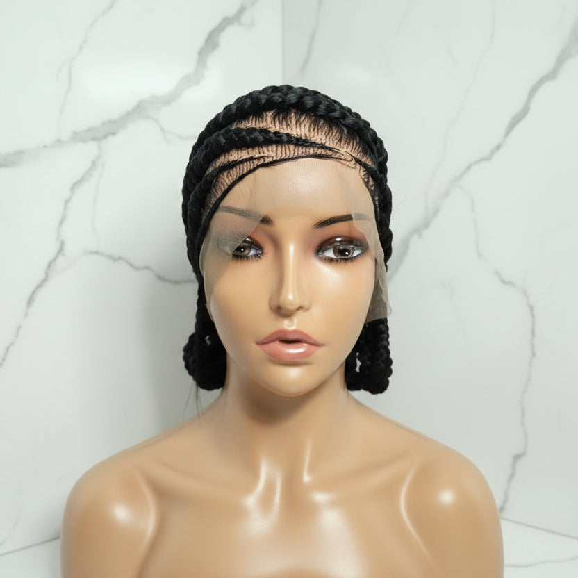 Braided Wig: Cornrow Braids with Koroba Ends. Full Lace with Baby Hair