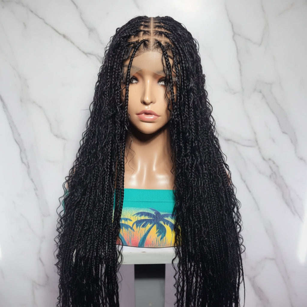 360 HD Full Lace Cap. BoHo Knotless Braids Braided Wig. Bora Bora Braids.