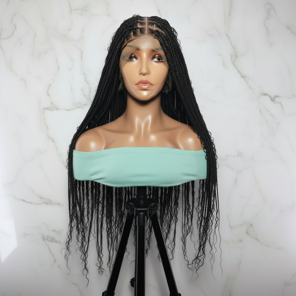 360 HD Full Lace Cap. BoHo Knotless Braids Braided Wig. Bora Bora Braids.