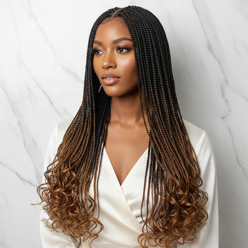 French Curls 360 HD Full Lace Knotless Braids Braided Wig.