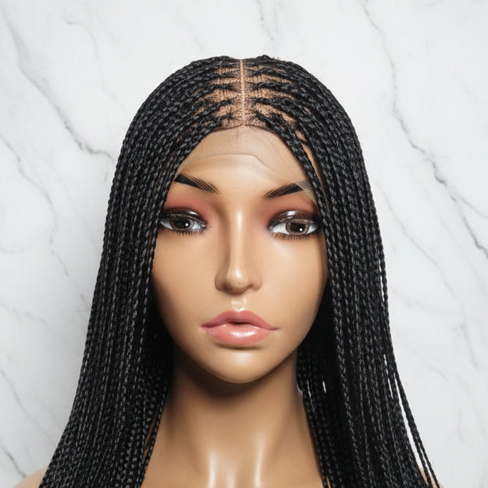 French Curls 360 HD Full Lace Knotless Braids Braided Wig.