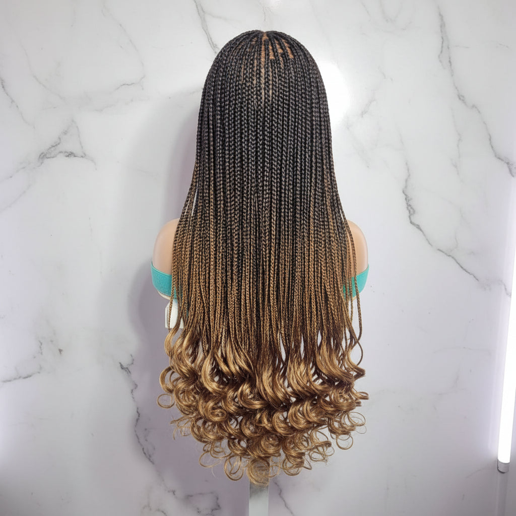 French Curls 360 HD Full Lace Knotless Braids Braided Wig.