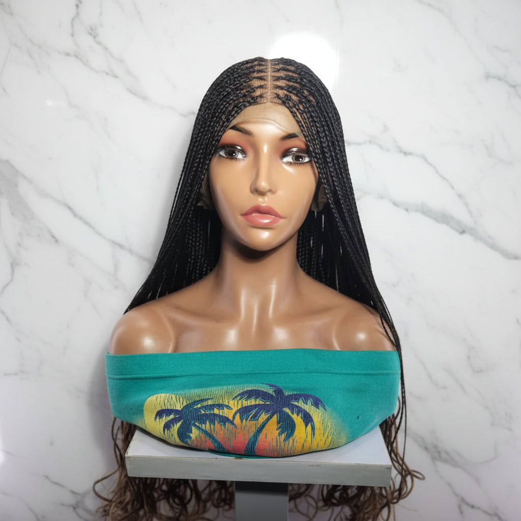 French Curls 360 HD Full Lace Knotless Braids Braided Wig.