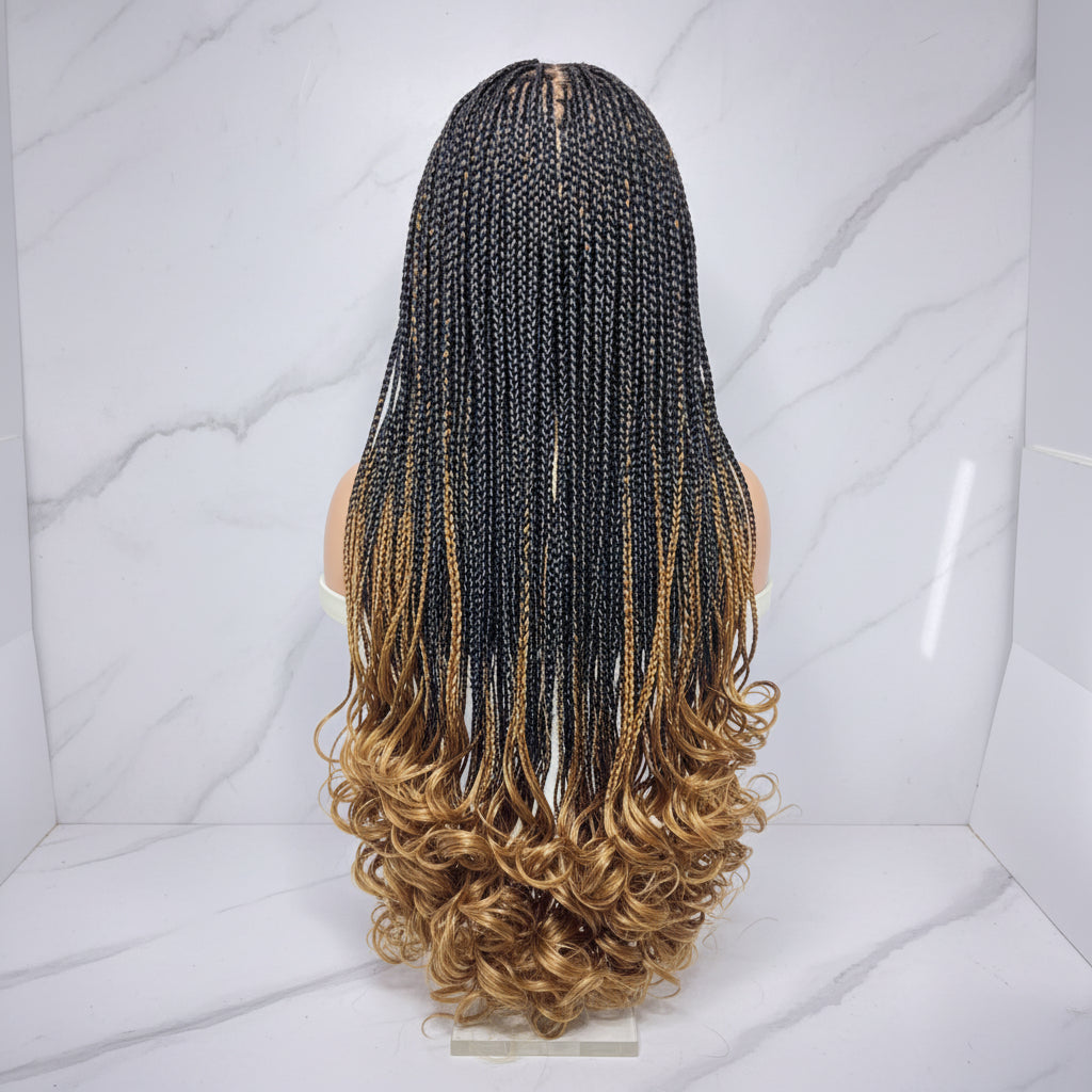 French Curls 360 HD Full Lace Knotless Braids Braided Wig.