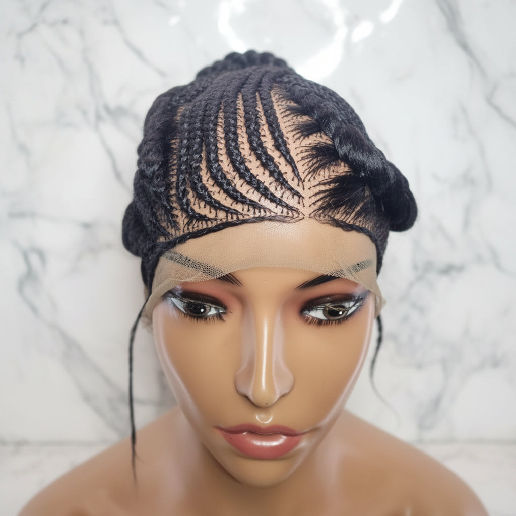 Braided Wig. Large Cornrow Braids. Full Lace, Baby Hair