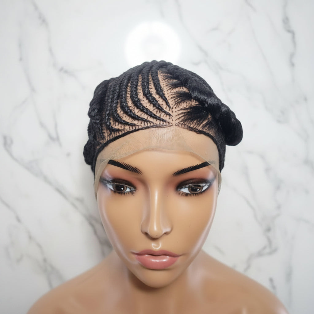 Braided Wig. Large Cornrow Braids. Full Lace, Baby Hair