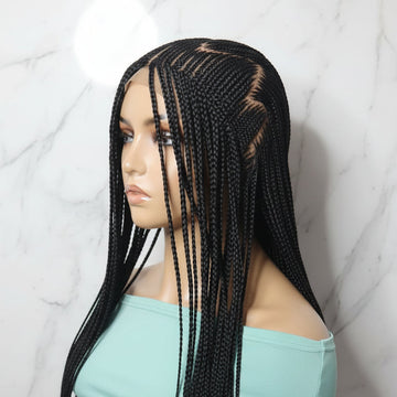 Braided Wig. Front Cornrow Braids, Zig Zag Parting.  Full Lace Cap